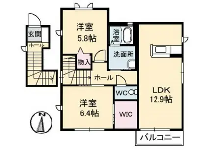 シャーメゾンフェリス(2LDK/2階)の間取り写真