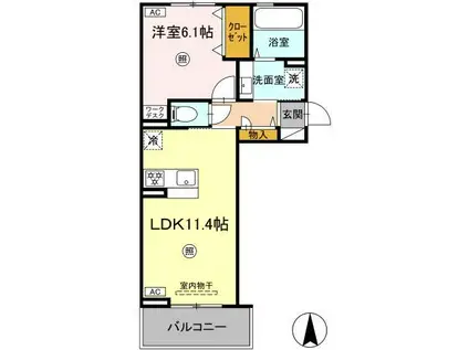 サクラ A棟(1LDK/1階)の間取り写真