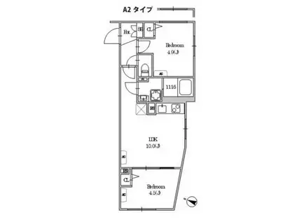 GRANPASEO中野III(2LDK/3階)の間取り写真