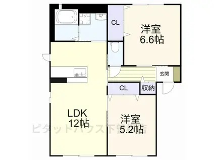 シャーメゾン・ヴァン(2LDK/1階)の間取り写真
