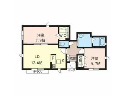 ヴィラヴァレ梅林聖坂Ⅲ(2LDK/1階)の間取り写真