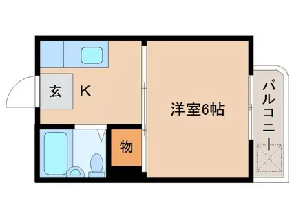 コーポアカネ(1K/2階)の間取り写真