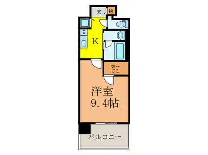 グラン長久茨木(1K/10階)の間取り写真