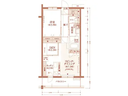 フロール梶が谷(1SLDK/5階)の間取り写真