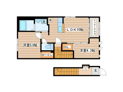 パデシオンII(2LDK/2階)の間取り写真
