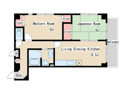 アーネスト須磨(2LDK/4階)の間取り写真