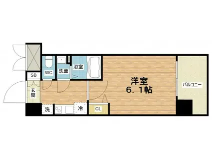 プレサンス大阪同心メゾヴィータ(1K/2階)の間取り写真