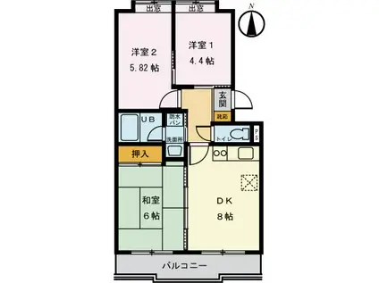 アーバンハイムZEN(3DK/2階)の間取り写真