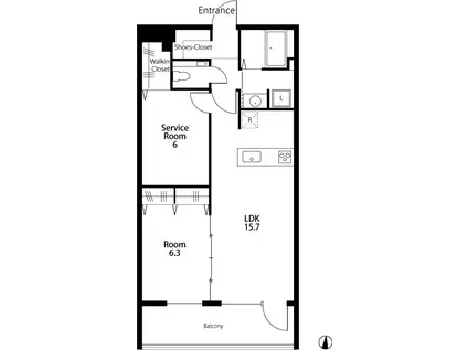 COURETTE(1SLDK/1階)の間取り写真