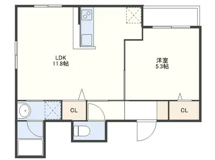 MOCO-DICE(1LDK/3階)の間取り写真