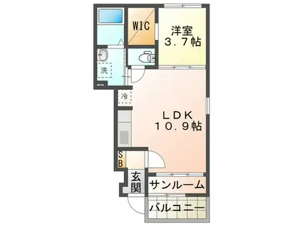 ハイシード平和(1LDK/1階)の間取り写真
