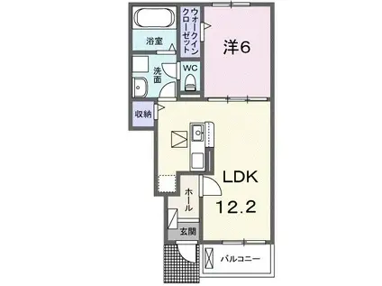 シーズンテラス勝原(1LDK/1階)の間取り写真