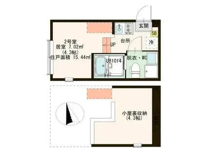 ハーモニーテラス足立五反野(ワンルーム/1階)の間取り写真