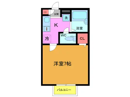 パピオン(1K/1階)の間取り写真