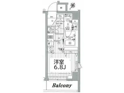 メイクスデザイン横浜蒔田(1K/8階)の間取り写真