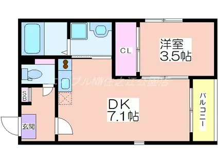 HAQ TERRACE(1DK/1階)の間取り写真