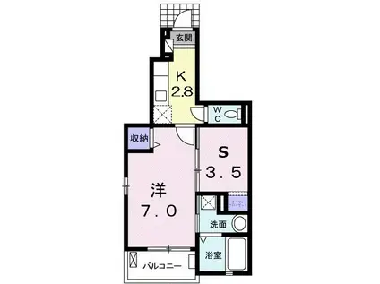 ニューエンパイヤB(1SK/1階)の間取り写真