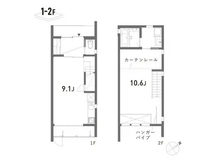 VALO高円寺(1LDK/1階)の間取り写真