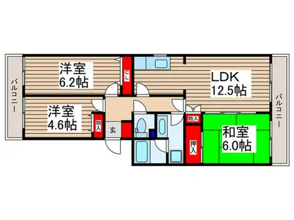 シャルマン・ルミエール(3LDK/1階)の間取り写真