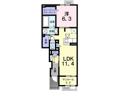 カーサ・ボヌール(1LDK/1階)の間取り写真