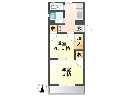 フジビル(2K/2階)の間取り写真