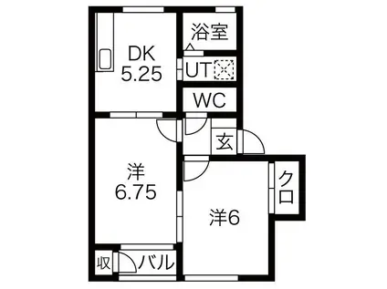 プレステージII(2DK/2階)の間取り写真