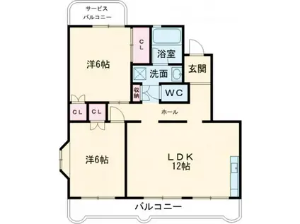 クレール21I(2LDK/4階)の間取り写真