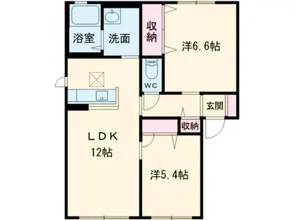 グランデ小山B(2LDK/1階)の間取り写真