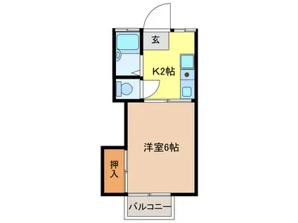 アーバン折立 北棟(1K/2階)の間取り写真