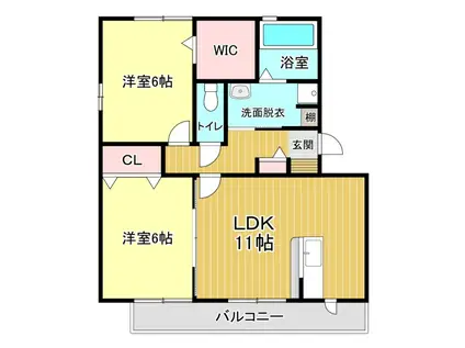 アヴェニールK2(2LDK/1階)の間取り写真
