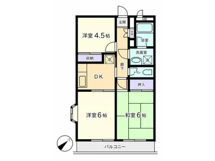 イーストウィン(3DK/2階)の間取り写真