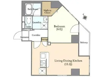 HYS 品川南大井(1LDK/11階)の間取り写真