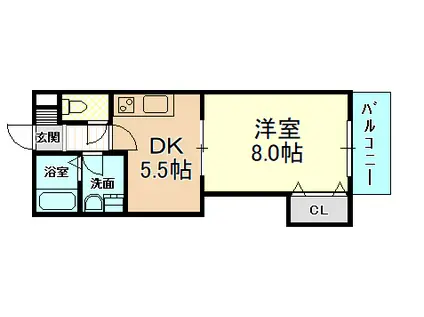 メープルヴィラ(1DK/1階)の間取り写真