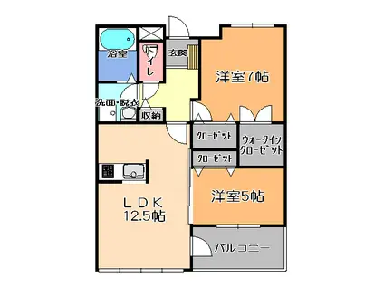 ベルフォート(2LDK/4階)の間取り写真