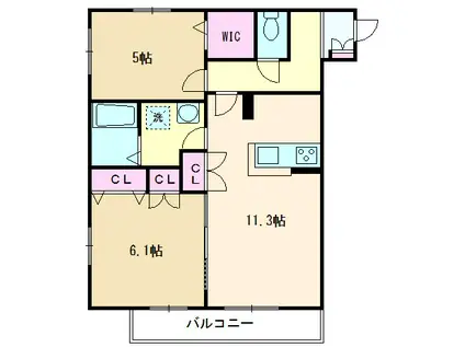 プレシア(2LDK/2階)の間取り写真