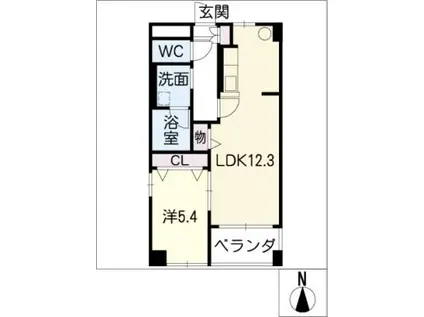 グランベリエ(1LDK/2階)の間取り写真