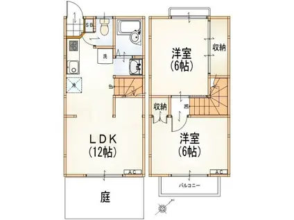ガーデンタウン桜ヶ丘1号館(2LDK/1階)の間取り写真