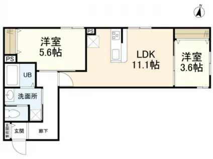 ウェルスクエアイズム明大前(1K/3階)の間取り写真