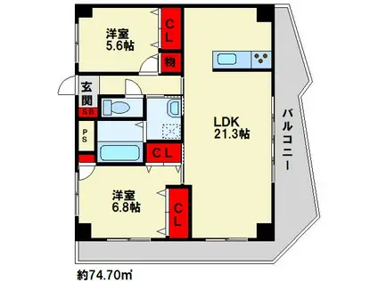 KSK中須コアプレイス(2LDK/6階)の間取り写真
