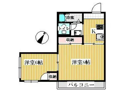 小川マンション(2K/1階)の間取り写真