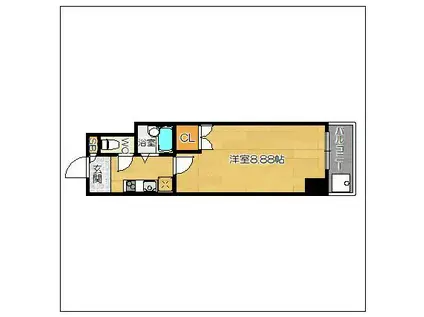 TOTSU RESIDENCE HAKATA イースト 旧アリビオ(1K/7階)の間取り写真