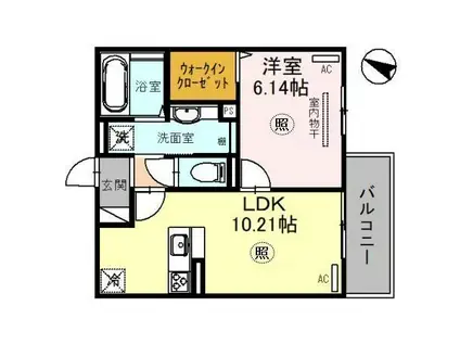 ディールーム旗塚通(1LDK/3階)の間取り写真