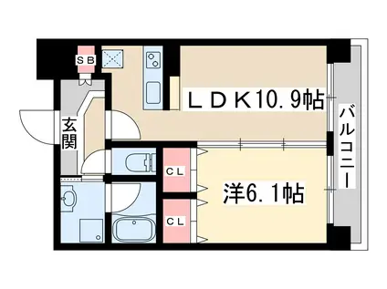 ベントレータス(1LDK/3階)の間取り写真