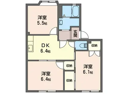 宮之上ハイツ(3DK/1階)の間取り写真