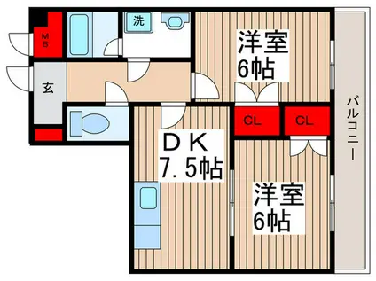 コンフォール相之川(2DK/3階)の間取り写真