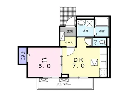 アドグラス(1DK/1階)の間取り写真