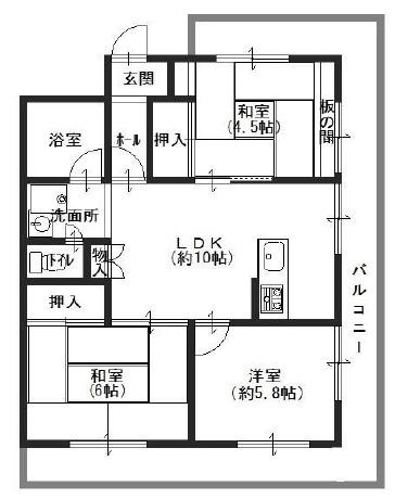 朝日プラザフェニックス(3LDK/5階)の間取り写真
