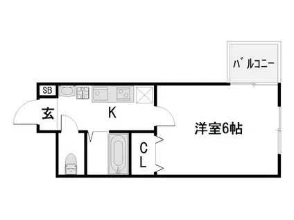 グランドパレス吉田近衛(1K/2階)の間取り写真