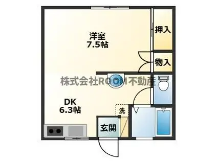 ガーデンR10(1DK/1階)の間取り写真