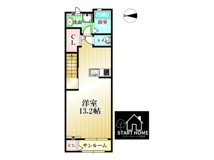 オルテンシア(ワンルーム/2階)の間取り写真